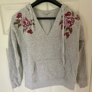 Gray Floral Embroidered Hoodie | American Eagle